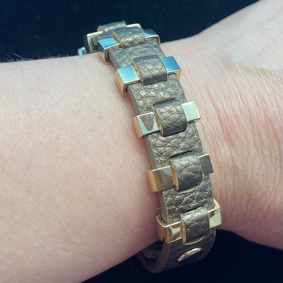 Kenzie Metallic Faux Leather Bracelet with Gold Accents - Picture 1 of 3